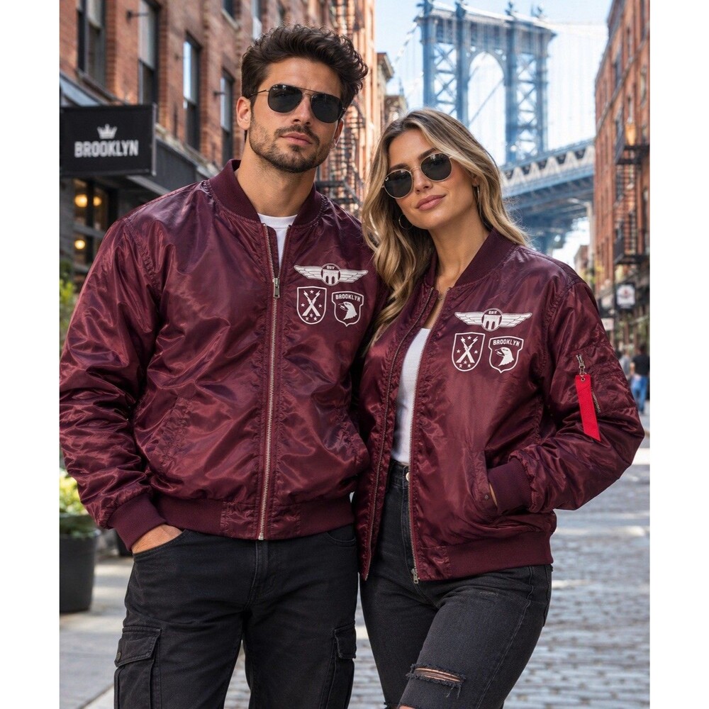 BKC Brooklyn Cloth Workwear Jacket Mens L Burgundy Full Zip Windbreaker